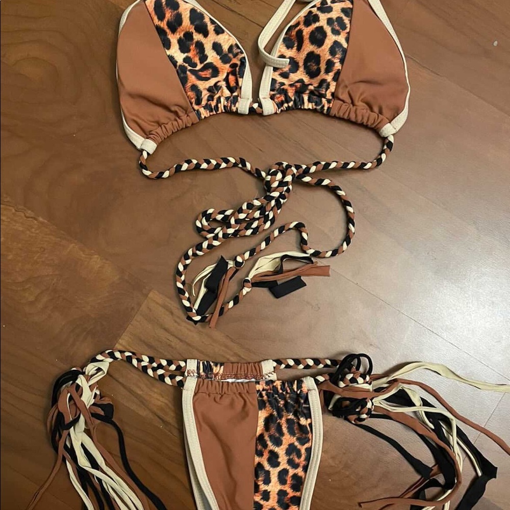 Fringed Animal Print bikini set size medium